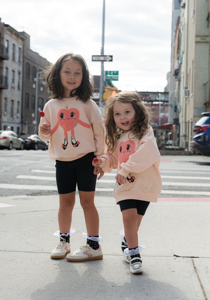 Mini Rodini Heart in shoes chenille sweatshirt Pink