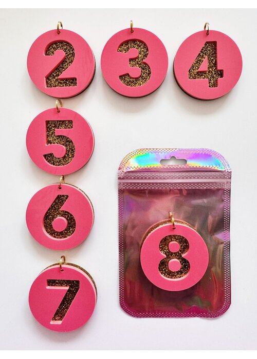 ByMelo Bymelo Roze Glitter Cijfer 4