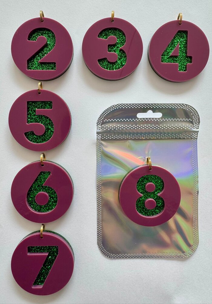 Bymelo Verjaardagsketting Plum Paars/Groen Glitter Cijfer 3
