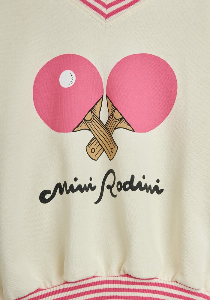 Mini Rodini Table tennis sp striped rib sweatshirt White