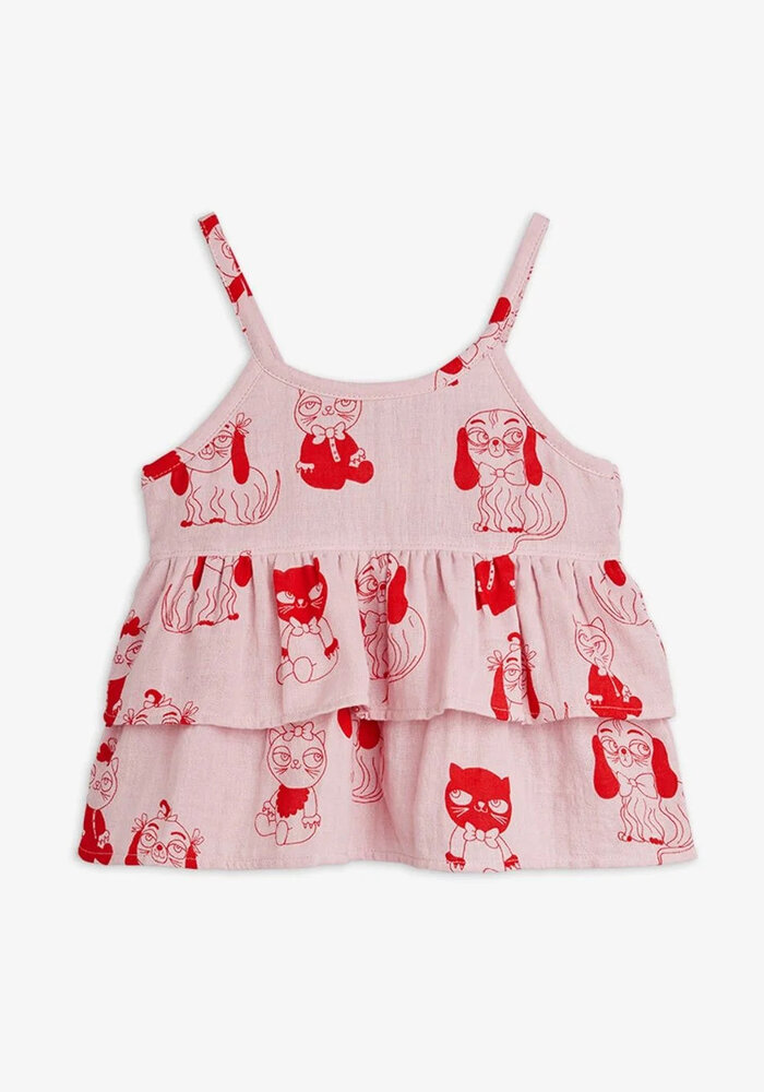 Mini Rodini Minibabies aop woven frill tank Pink