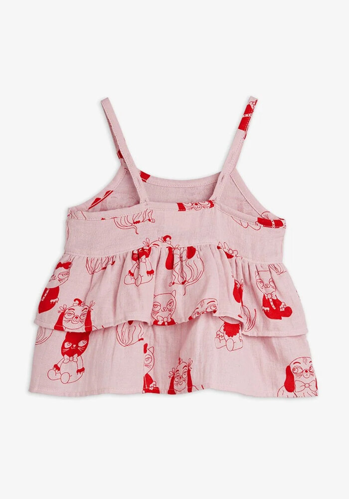 Mini Rodini Minibabies aop woven frill tank Pink