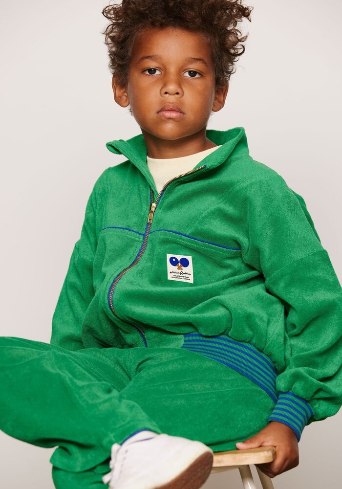 Mini Rodini Table tennis patch terry cardigan Green