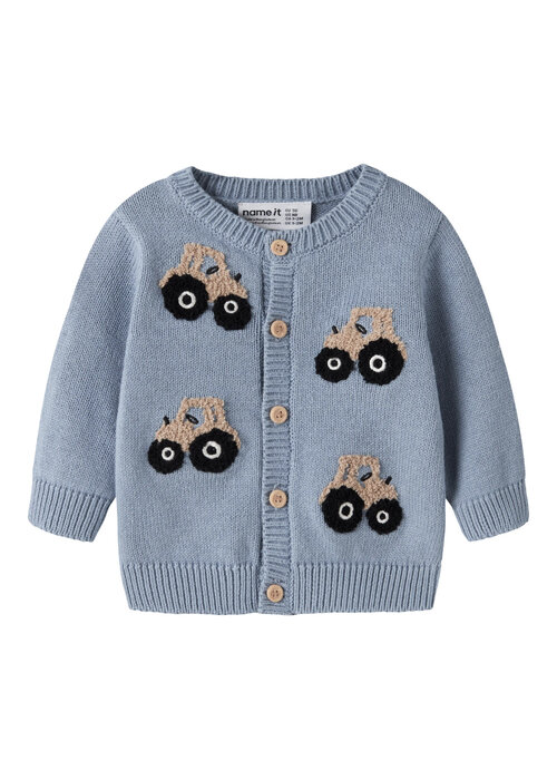 Name it Name It NBMLONDON LS KNIT CARD Ashley Blue TRACTOR