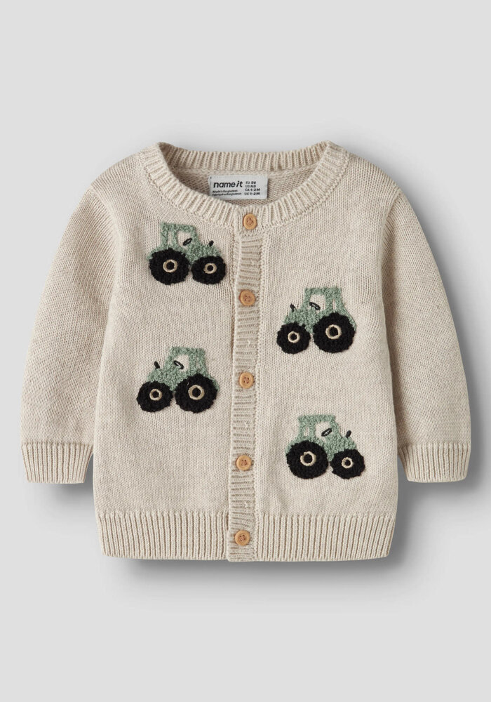 Name It NBMLONDON LS KNIT CARD Peyote Melange GREEN TRACTOR