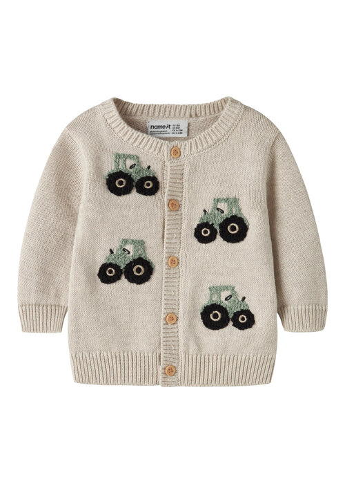Name it Name It NBMLONDON LS KNIT CARD Peyote Melange GREEN TRACTOR