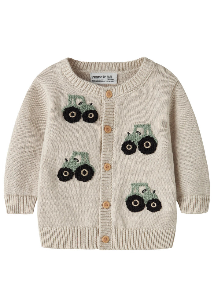 Name It NBMLONDON LS KNIT CARD Peyote Melange GREEN TRACTOR