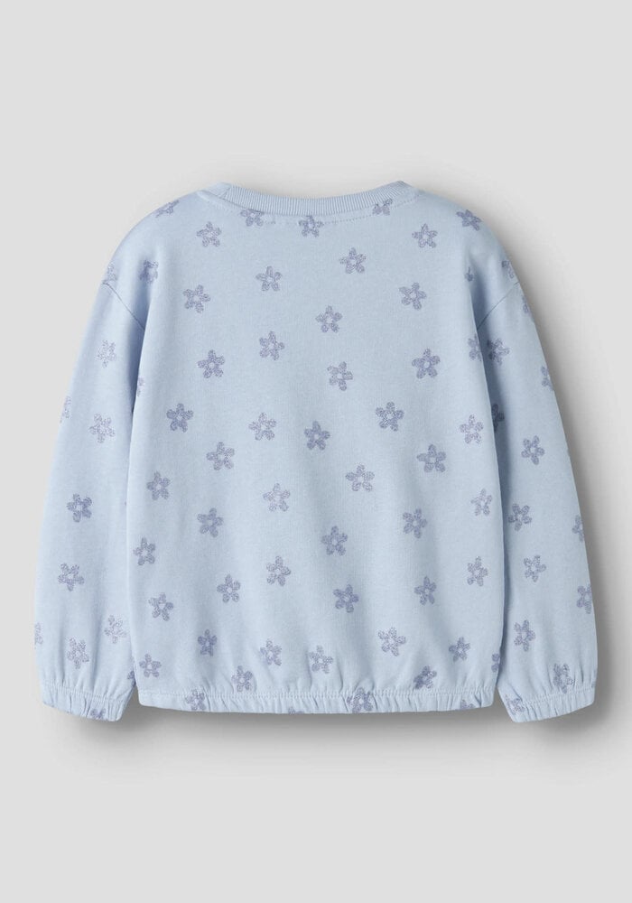 Name It NMFVILUBA LS NREG SWEAT UNB Subdued Blue Glitter Flower