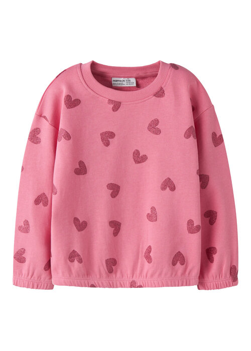 Name it Name It NMFVILUBA LS NREG SWEAT UNB Flowering Ginger Glitter Hearts