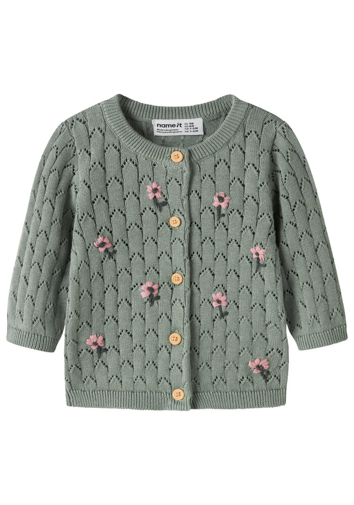 Name It NBFLUNNA LS KNIT CARD Green Milieu