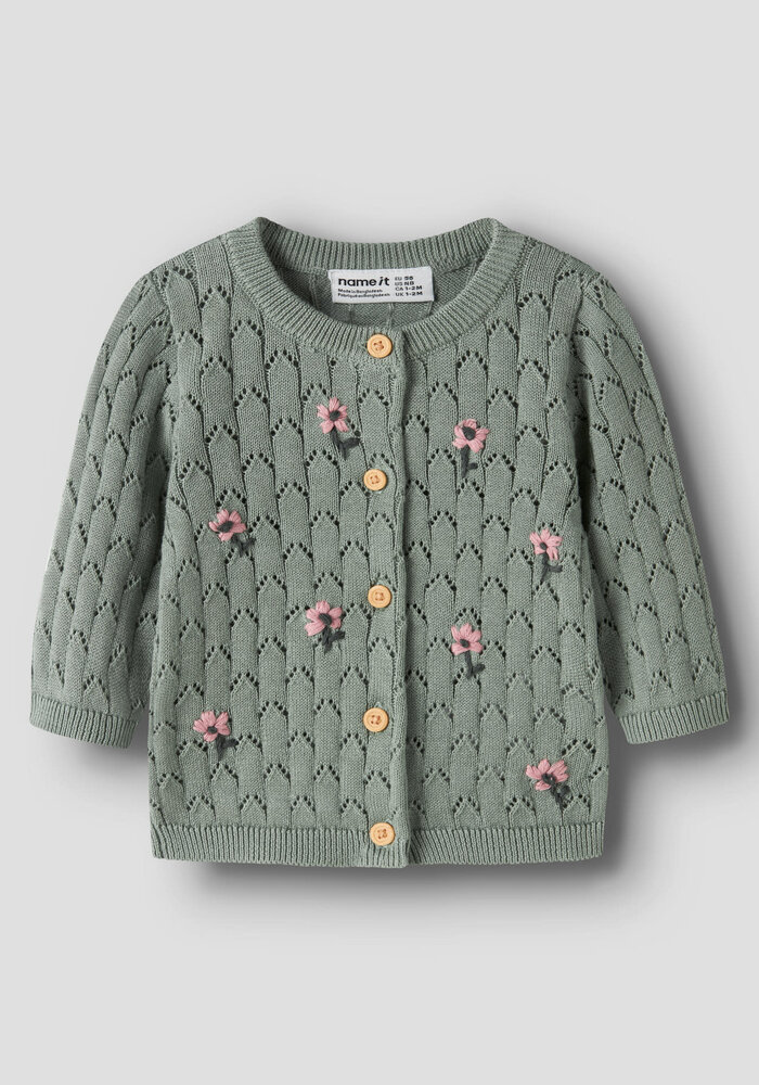 Name It NBFLUNNA LS KNIT CARD Green Milieu