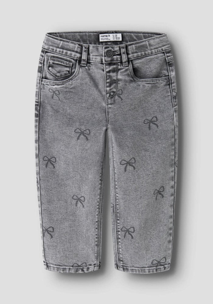Name It NMFBELLA MOM SHAPED JEANS 3555-ON NOOS Light Grey Denim BOW