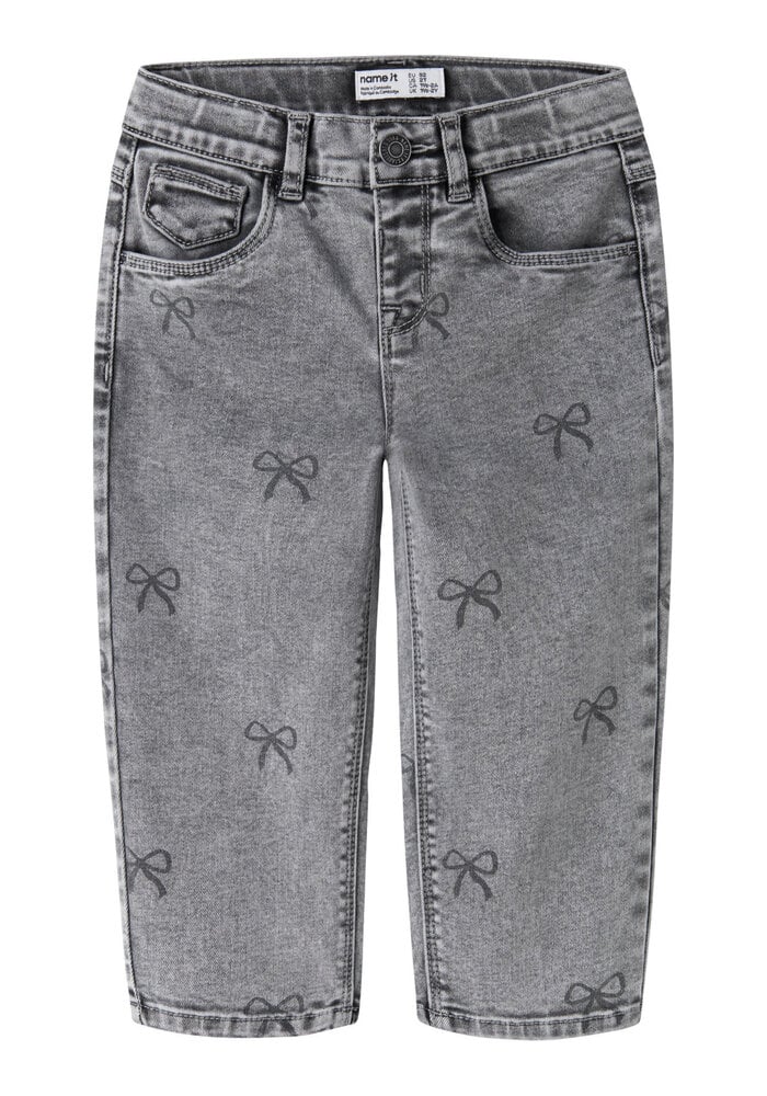 Name It NMFBELLA MOM SHAPED JEANS 3555-ON NOOS Light Grey Denim BOW