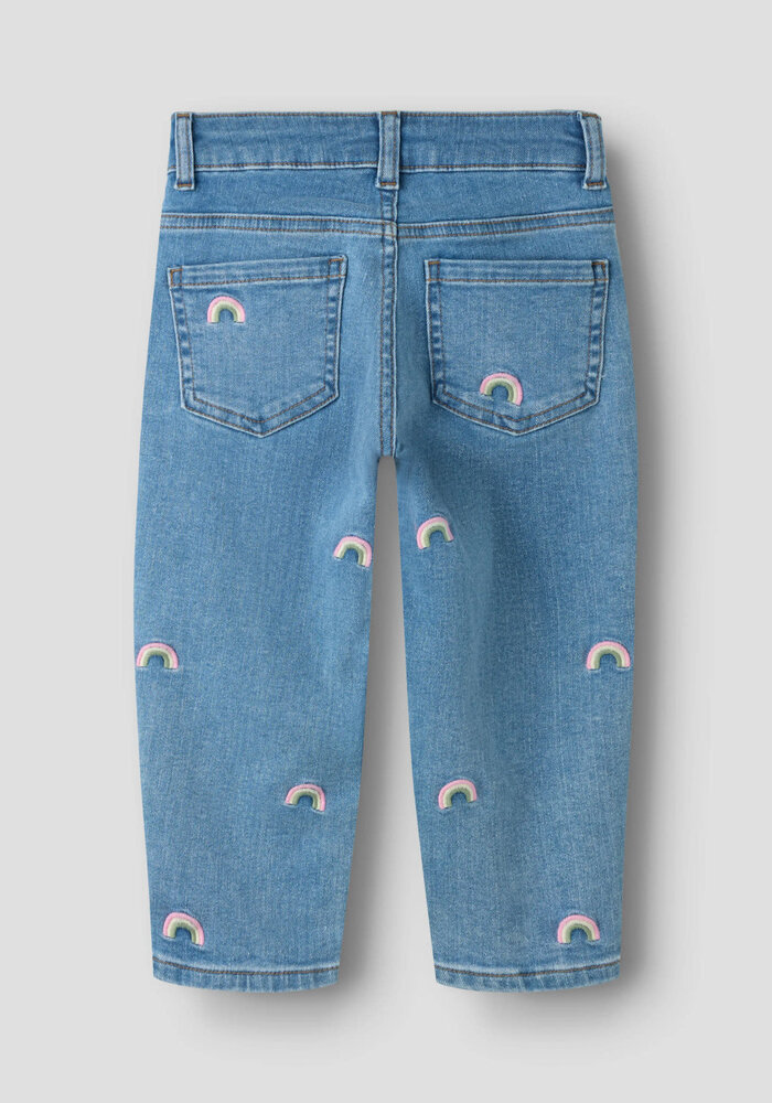 Name It NMFBELLA MOM EMB JEANS 1224-FR NOOS Medium Blue Denim RAINBOW EMBROIDERY