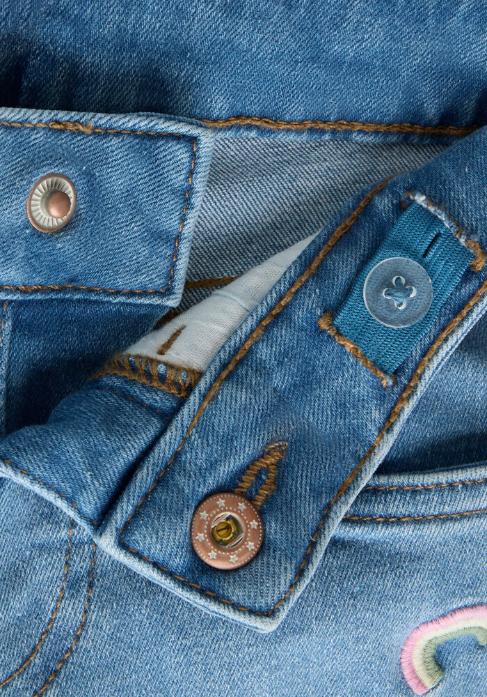 Name It NMFBELLA MOM EMB JEANS 1224-FR NOOS Medium Blue Denim RAINBOW EMBROIDERY