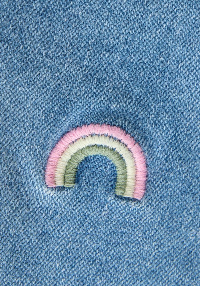 Name It NMFBELLA MOM EMB JEANS 1224-FR NOOS Medium Blue Denim RAINBOW EMBROIDERY