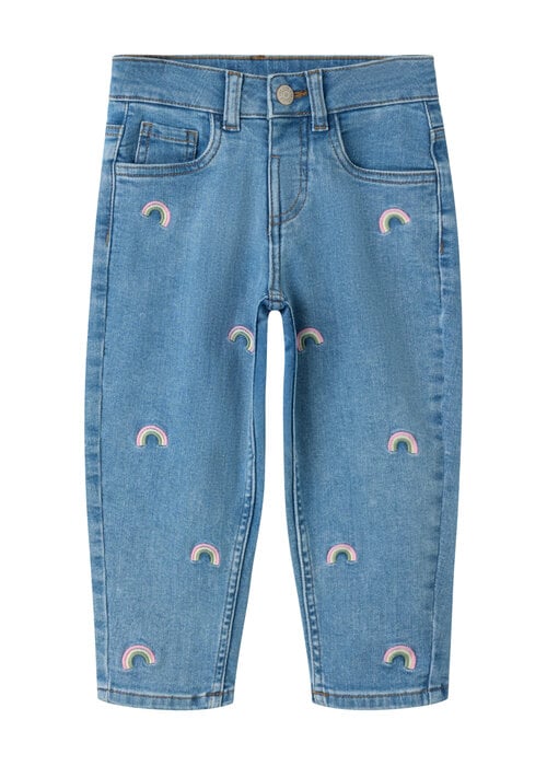 Name it Name It NMFBELLA MOM EMB JEANS 1224-FR NOOS Medium Blue Denim RAINBOW EMBROIDERY