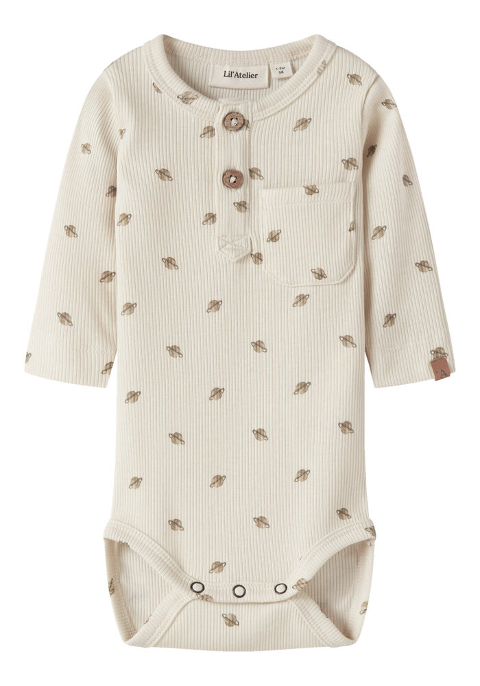 Lil' Atelier NBMLAVO ENO LS SLIM BODY LIL Turtledove PLANETS