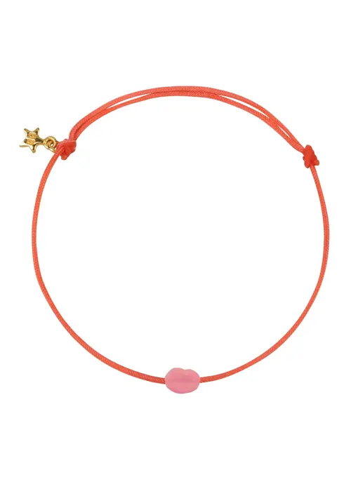 Bibi Camille Bibi Camille Lips Pink Rope Bracelet Light Pink Enamel Silver