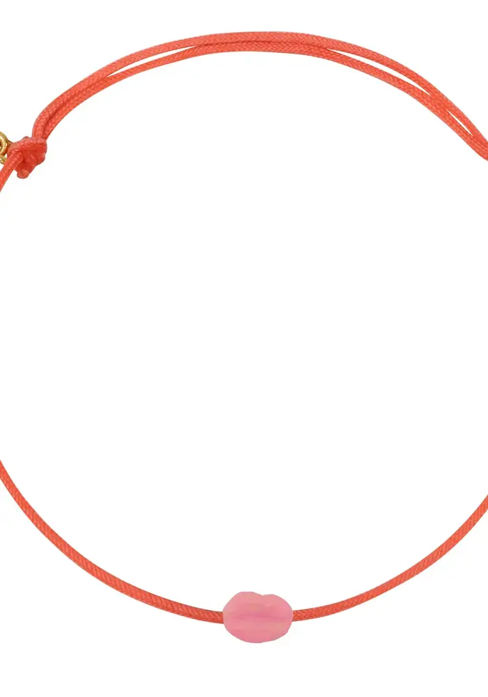 Bibi Camille Lips Pink Rope Bracelet Light Pink Enamel Silver
