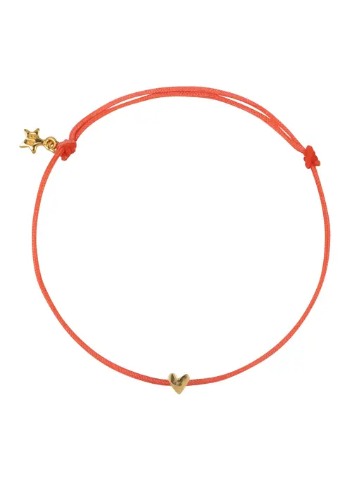 Bibi Camille Bibi Camille Mini Heart Pink Rope Bracelet Plain Gold