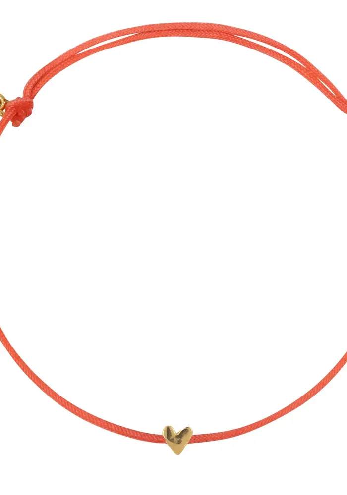 Bibi Camille Mini Heart Pink Rope Bracelet Plain Gold