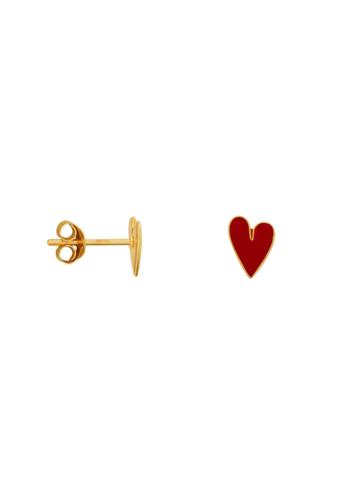 Bibi Camille Medium Heart Stud Earring Red
