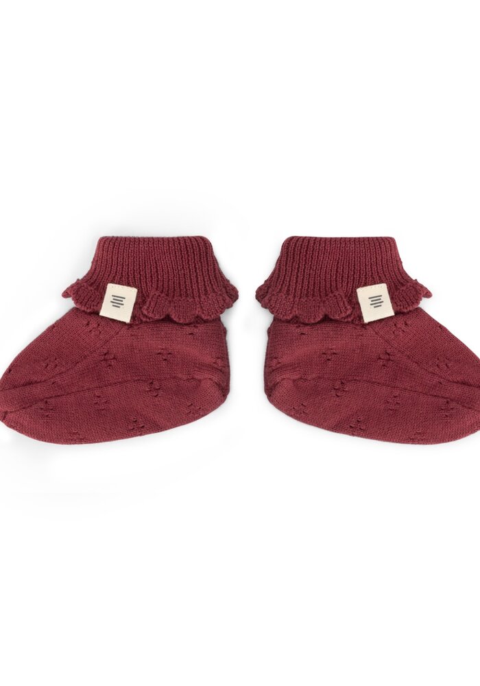 A Tiny Story baby slippers Dark red
