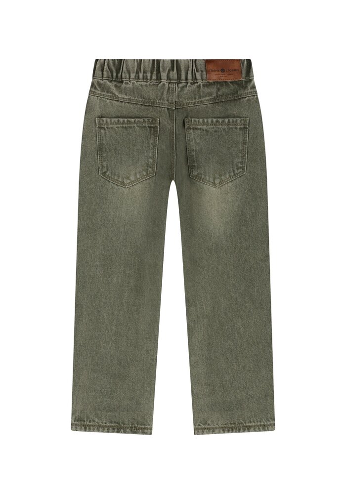 Stains and Stories boys pants wide fit Army