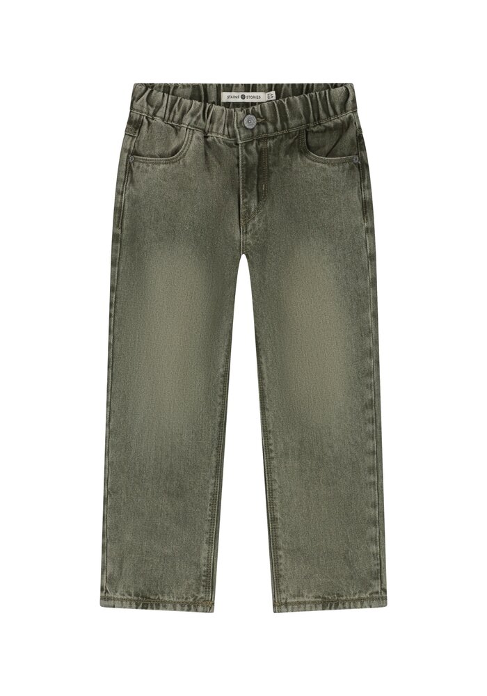 Stains and Stories boys pants wide fit Army