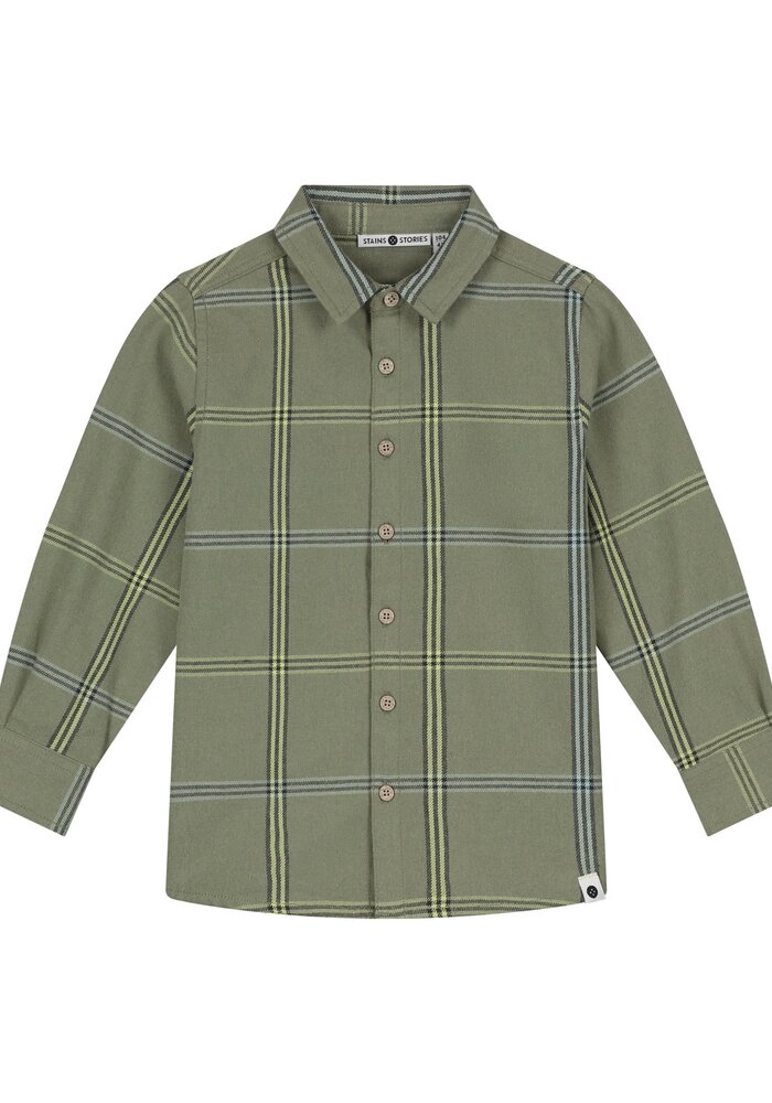 Stains and Stories boys shirt long sleeve Army