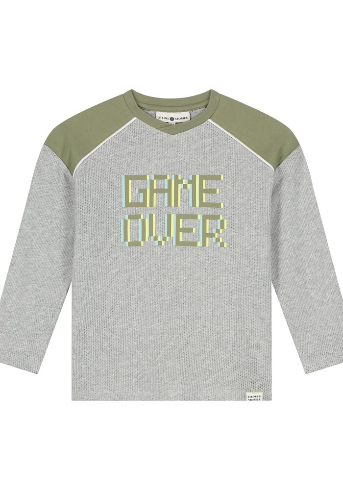 Stains and Stories boys t-shirt long sleeve Light Grey Melee