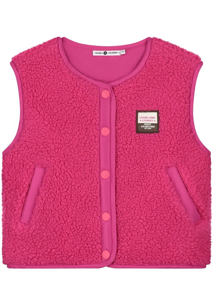 Stains and Stories girls teddy gilet Magenta