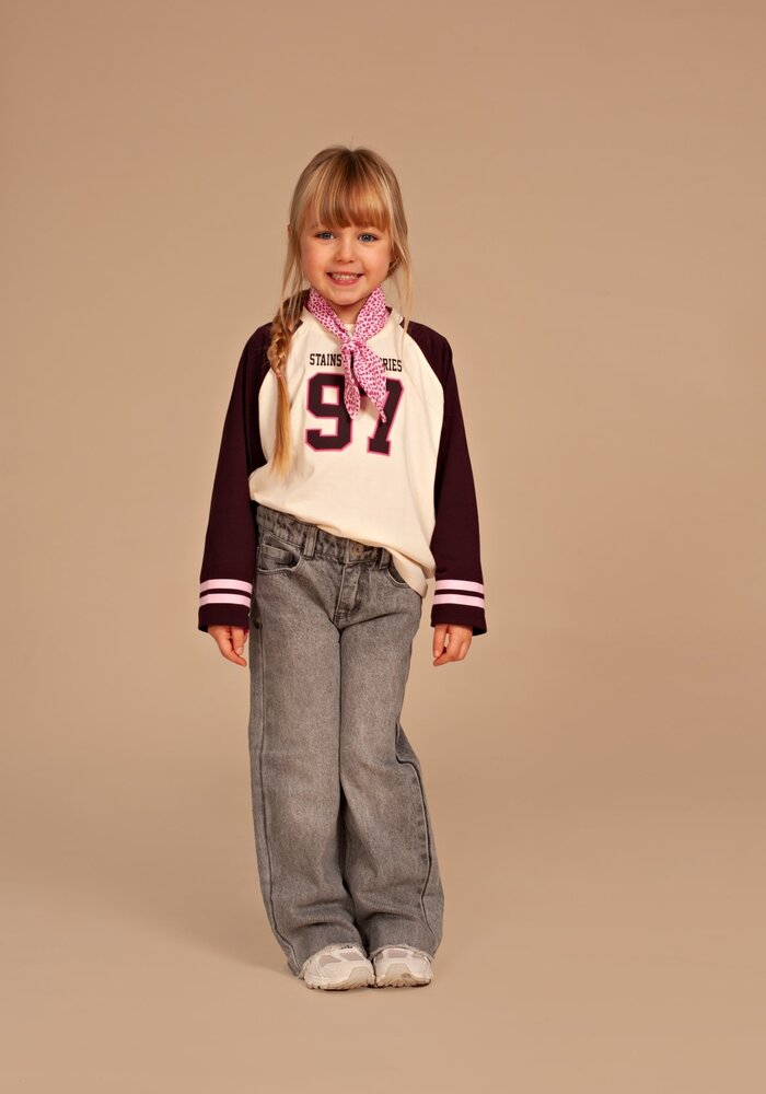 Stains and Stories girls t-shirt long sleeve Wine Redd
