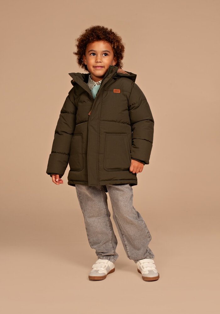 Stains and Stories boys winter short parka Army