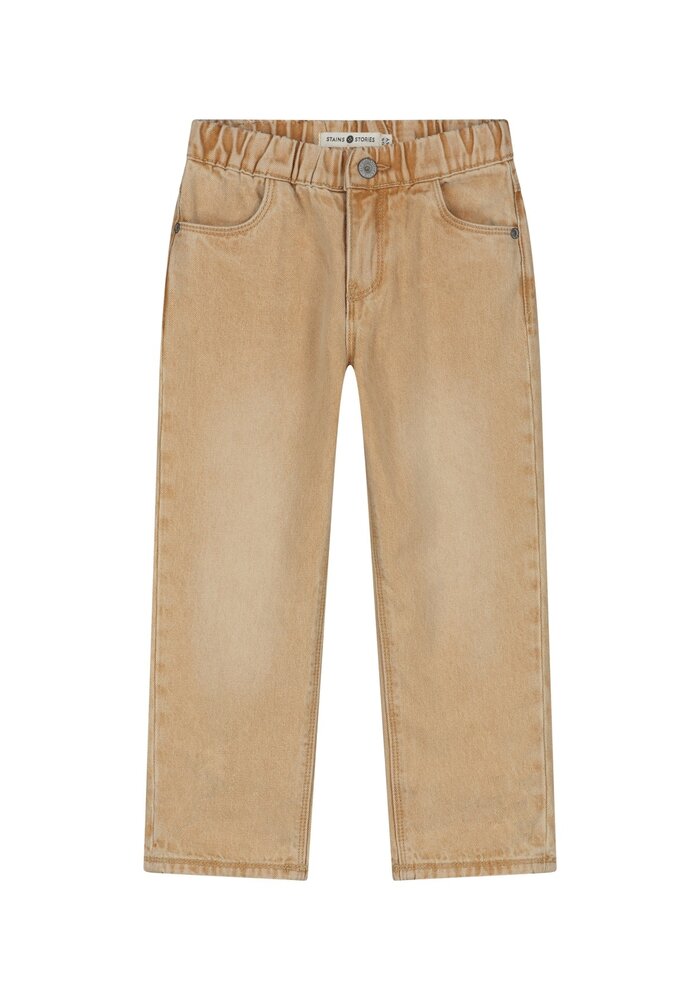 Stains and Stories boys pants wide fit full elastic Camel