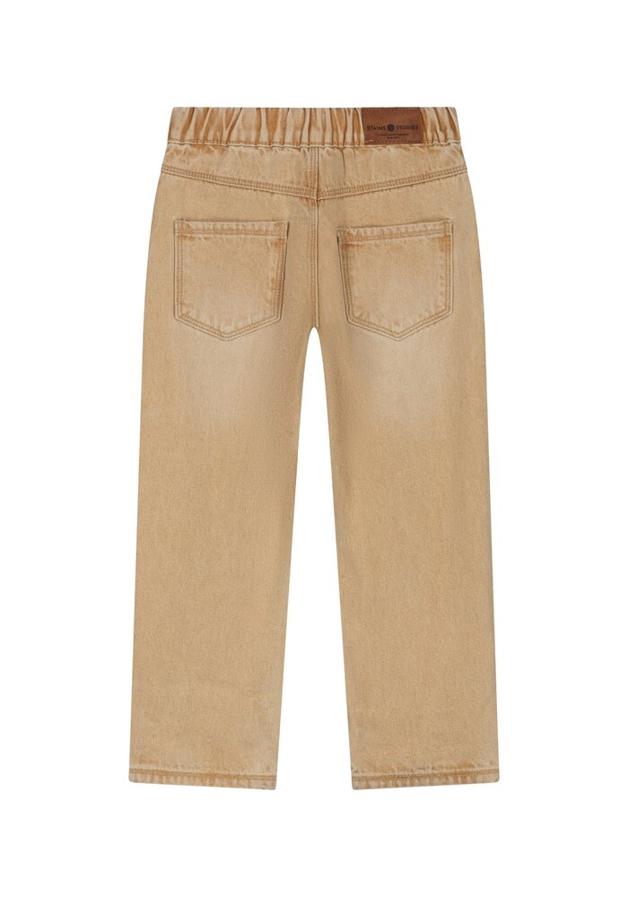 Stains and Stories boys pants wide fit full elastic Camel