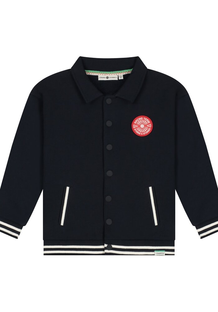 Stains and Stories boys sweat cardigan Navy