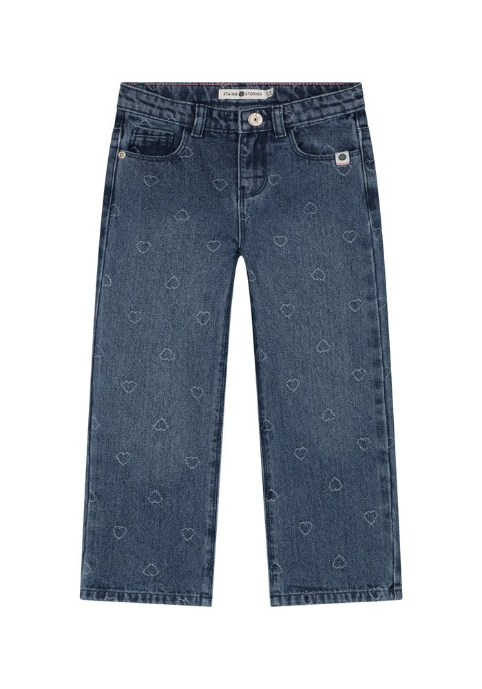Stains and Stories girls denim wide leg pant Medium blue denim