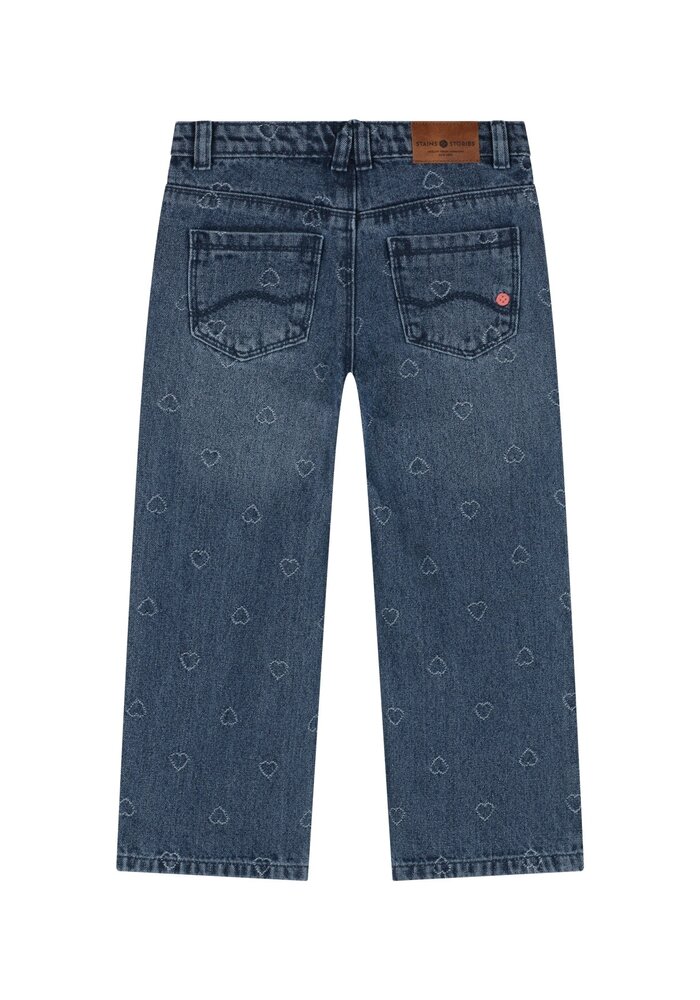 Stains and Stories girls denim wide leg pant Medium blue denim