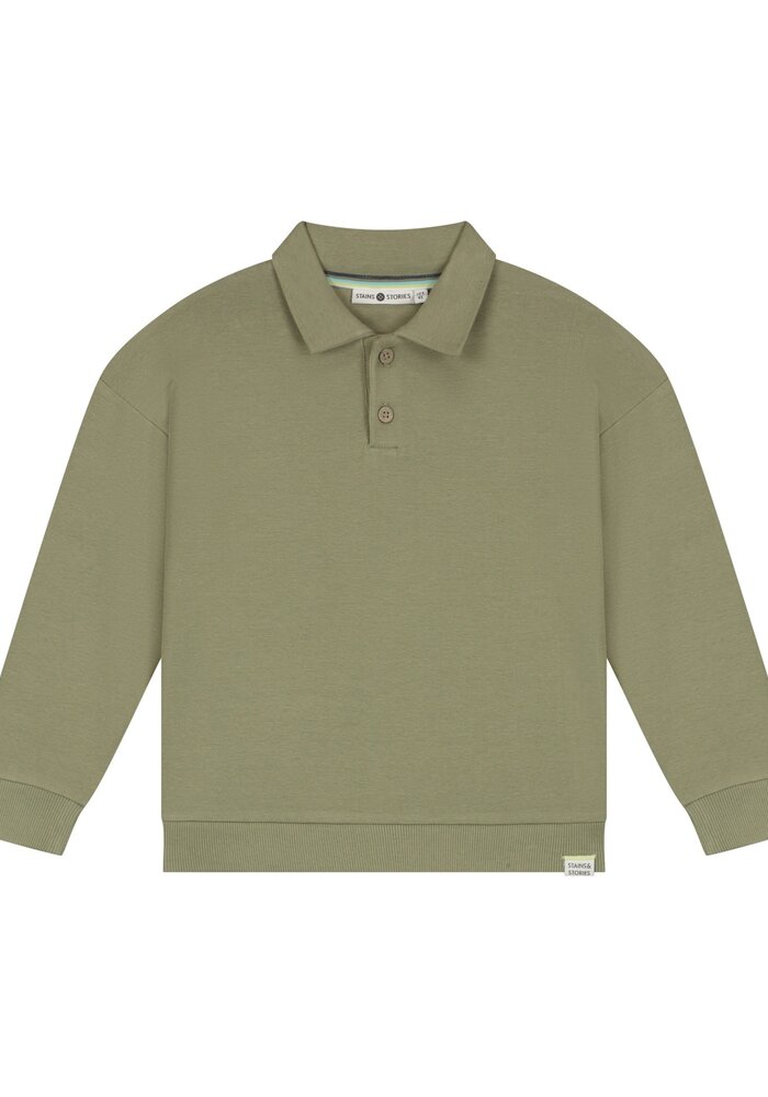 Stains and Stories boys polo long sleeve Army
