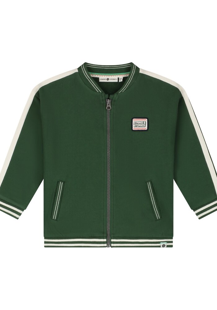 Stains and Stories boys sweat cardigan Forest