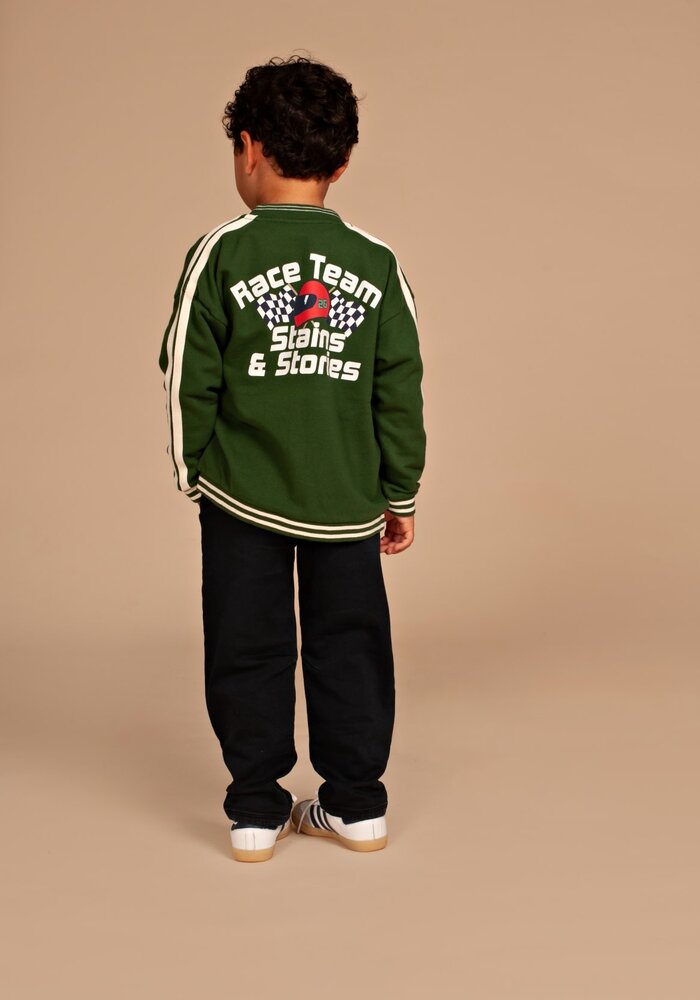 Stains and Stories boys sweat cardigan Forest