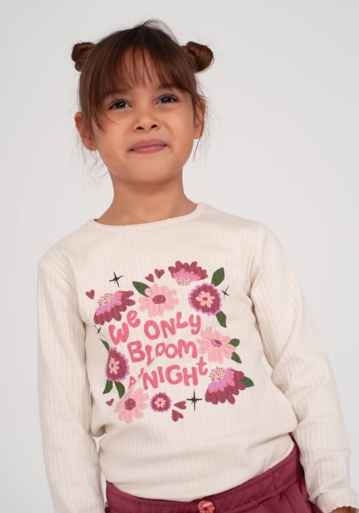 Jubel Longsleeve rib - Moon Flowers Offwhite