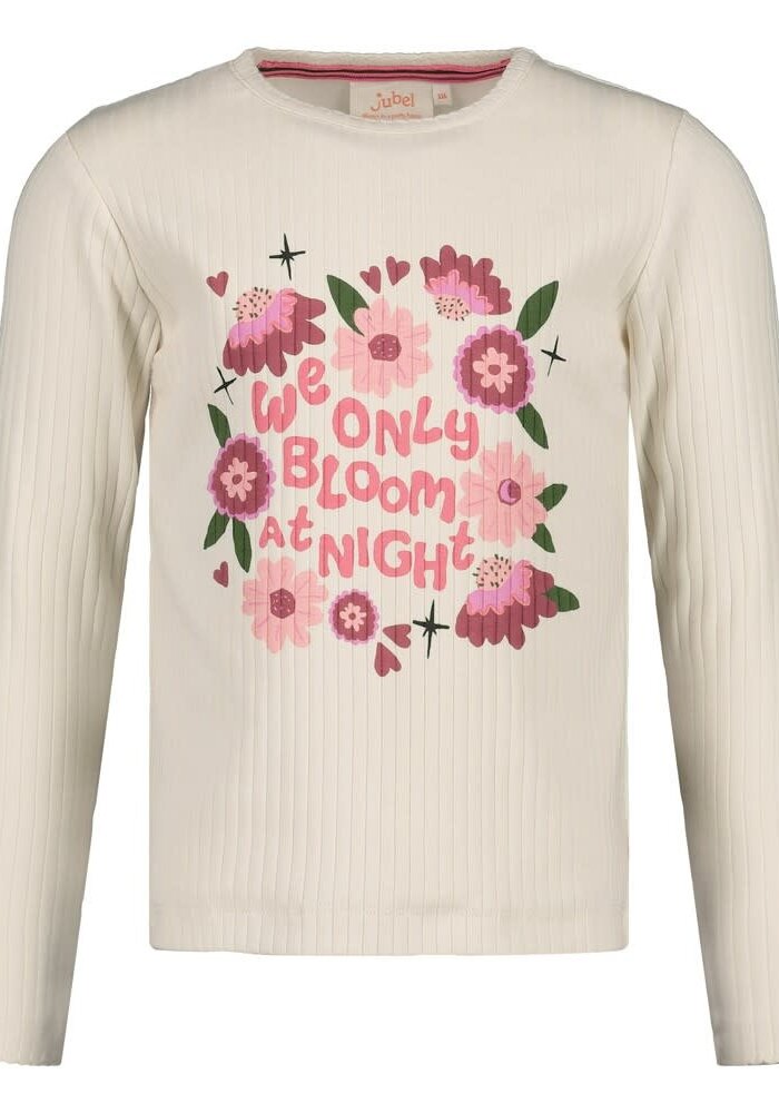 Jubel Longsleeve rib - Moon Flowers Offwhite