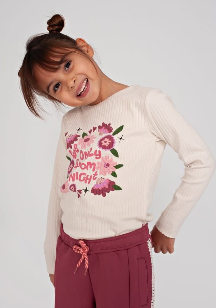 Jubel Longsleeve rib - Moon Flowers Offwhite