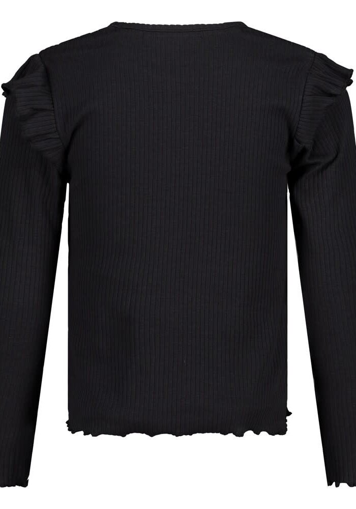 Jubel Longsleeve rib - Moon Flowers Antraciet