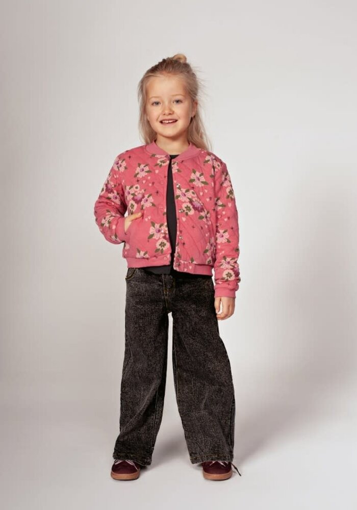 Jubel Longsleeve rib - Moon Flowers Antraciet
