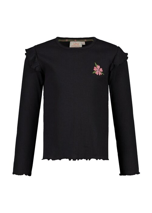 Jubel Jubel Longsleeve rib - Moon Flowers Antraciet