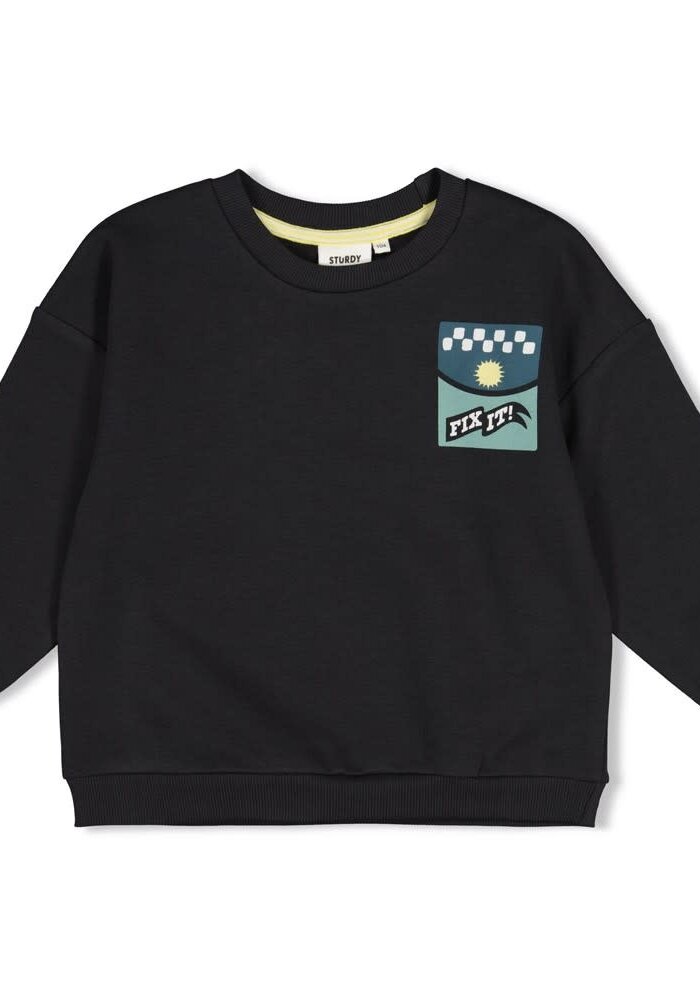 Sturdy Sweater met backprint oversized - Fix It Antraciet